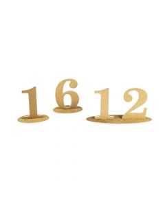 1 - 12 Gold Glitter Table Numbers