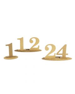 1 - 24 Gold Glitter Table Numbers