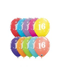 16th Birthday Sparkle 11" Latex Balloon Assortment
