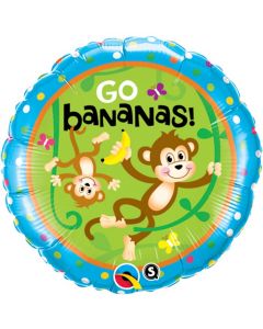 18 Inch Foil Round Birthday Monkeys Go Bananas