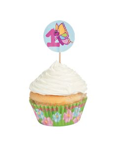 1st Birthday Butterfly Cupcake Liners with Picks