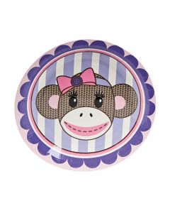 1st Birthday Miss Sock Monkey Dessert Plates