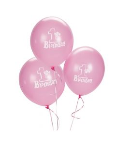 1st Birthday Pink 11" Latex Balloons