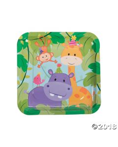1st Birthday Zoo Square Paper Lunch Plates