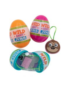 3" Wild About Jesus Animal Ornament Craft-Filled Easter Eggs – 24 Pc.