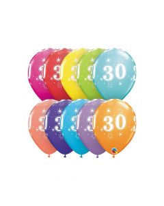 30th Birthday Sparkle 11" Latex Balloon Assortment