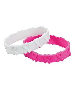 3D Pink Ribbon Rubber Bracelets