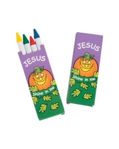 4-Color Christian Pumpkin Crayons - 48 Boxes