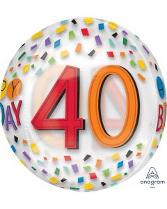 40th Birthday Rainbow Confetti Orbz Balloon