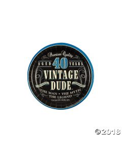 40th Vintage Dude Paper Dessert Plates
