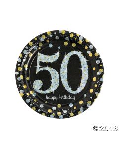 50th Birthday Sparkling Celebration Paper Plates
