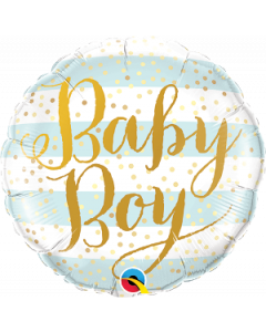 9 Inch Foil Baby Boy Blue Stripes