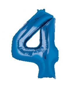 Number 4 Blue Supershape Foil Balloon