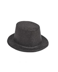 Adult Black Glittery Top Hats