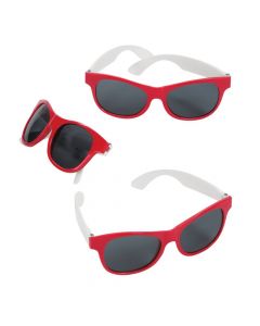 Adult's Red and White Two-Tone Sunglasses