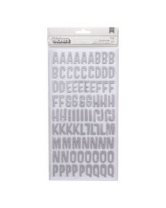 American Crafts Thickers 3D Silver Glitter Cecily Alphabet Stickers