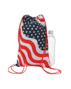 American Flag Drawstring Backpacks