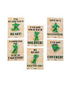 Army Guy Valentine Cards with Erasers