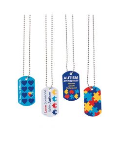 Autism Awareness Dog Tag Necklaces