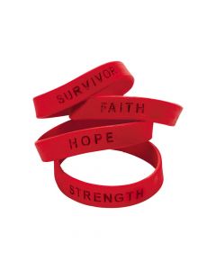 Awareness Sayings Rubber Bracelets - Red