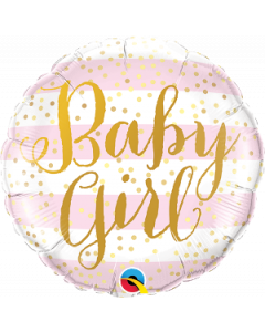 Baby Girl Pink Stripes Foil Balloon 23CM