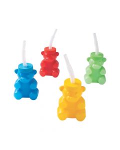 Bear-Shaped Cups with Straws