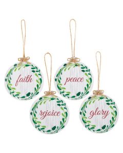 Berry Wreath Round Ornaments with Inspirational Messages