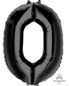 Black 0 Number Shape Balloon