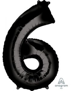 Black 6 Number Shape Balloon