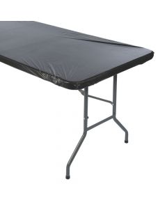 Black Fitted Rectangle Plastic Tablecloth