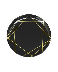 Black and Gold Geometric Plastic Dinner Plates