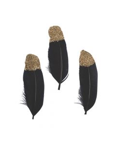 Black and Gold Glitter Feathers