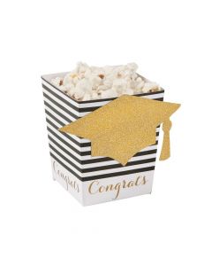 Black and Gold Grad Popcorn Boxes