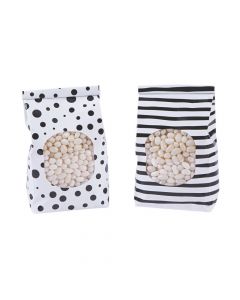Black Patterned Tin Tie Treat Bags with Window