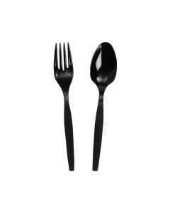 Black Plastic Cutlery Set