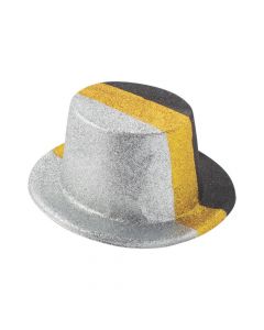 Black Silver and Gold Glitter Top Hats