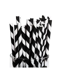 Black Striped Paper Straws