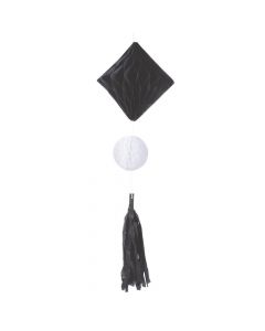 Black and White Honeycomb Tissue Diamonds with Tassels