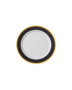 Black and White Premium Plastic Dessert Plates with Gold Border