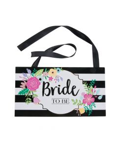 Black and White Stripe Bride to Be Chair Sign