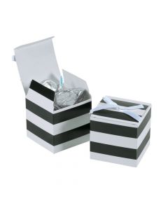 Black and White Stripe Favor Boxes with Bow