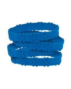 Blue Awareness Ribbon Pop-Out Rubber Bracelets