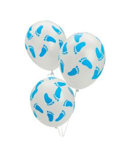 Blue Baby Footprints 11" Latex Balloons