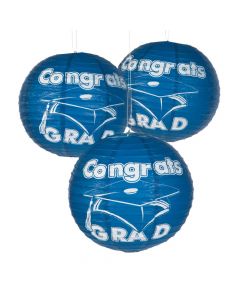 Blue Congrats Grad Hanging Paper Lanterns