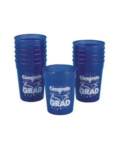 Blue Congrats Grad Plastic Cups