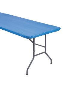 Blue Fitted Rectangle Plastic Tablecloth