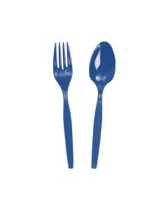 Blue Fork/Spoon Plastic Plastic Cutlery Set