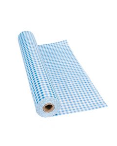 Blue Gingham Plastic Tablecloth Roll