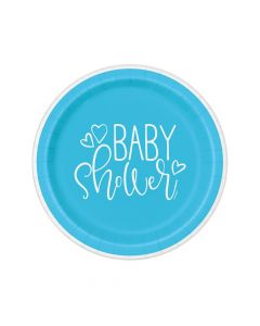Blue Hearts Baby Shower Paper Dinner Plates