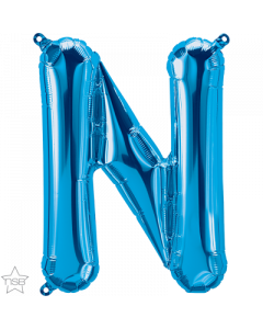 Blue Letter N Air Filled 41cm Foil Balloon